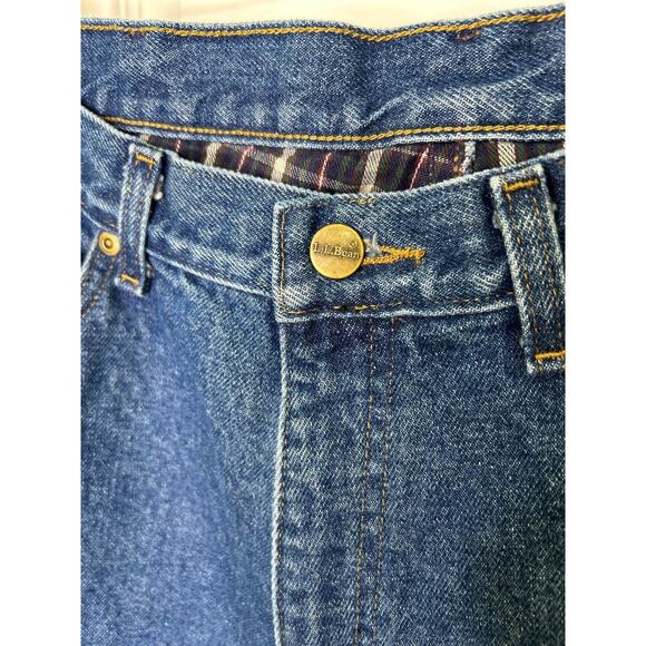LL Bean Flannel Lined Dark Jeans Mens Size 36x34* Natural Fit Jeans Workwear - Picture 5 of 9